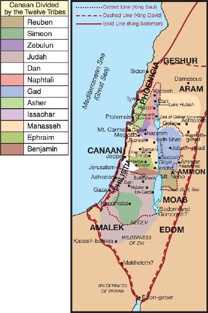 Map of the United Kingdom in the Holy Land in Biblical times