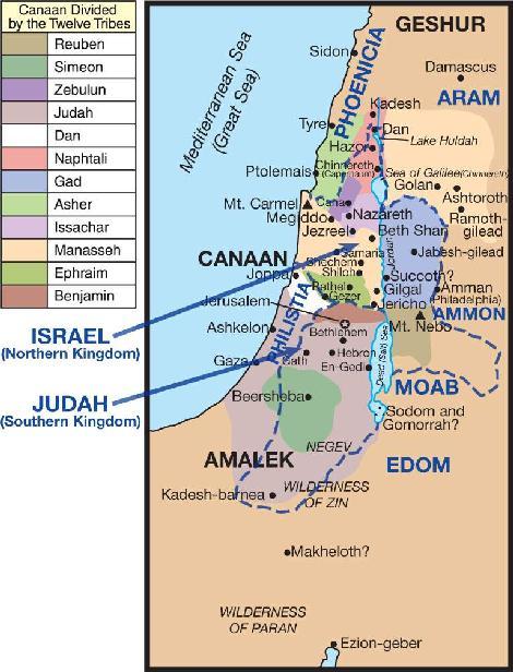 Map of the Divided Kingdom in the Holy Land in Biblical times