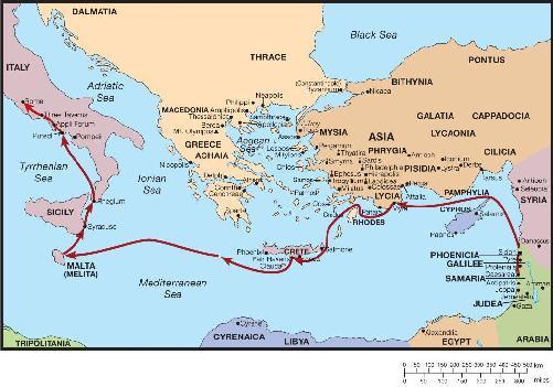 Map of Paul’s journey to Rome